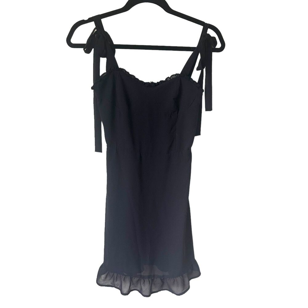 O.P.T Chiffon Ruffled‎ Mini Dress Black Sz XS